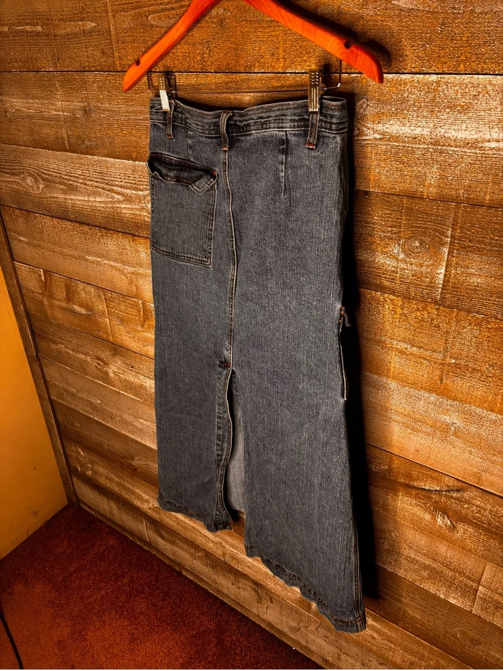 Brandy Melville J Galt jean Denim Cargo Maxi Skirt with pockets